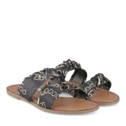 Mules NOIR Femme Motif Chaîne A Enfiler