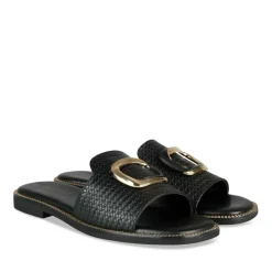 Mules NOIR Femme Motif Chaîne A Enfiler