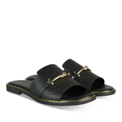 Mules NOIR Femme Motif Chaîne A Enfiler
