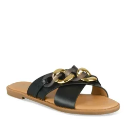 Mules NOIR Femme Motif Chaîne A Enfiler