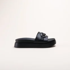 Mules NOIR Femme Motif Chaîne A Enfiler