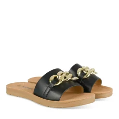 Mules NOIR Femme Motif Chaîne A Enfiler