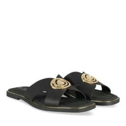 Mules NOIR Femme Motif Chaîne A Enfiler
