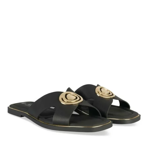 Mules NOIR Femme Motif Chaîne A Enfiler