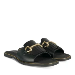 Mules NOIR Femme Motif Chaîne A Enfiler