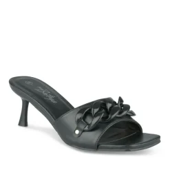 Mules NOIR Femme Motif Chaîne A Enfiler