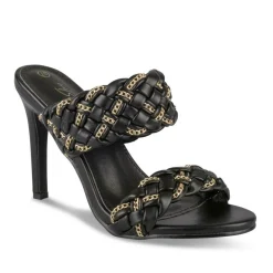 Mules NOIR Femme Motif Chaîne A Enfiler
