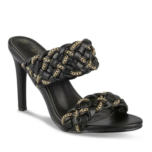 Mules NOIR Femme Motif Chaîne A Enfiler
