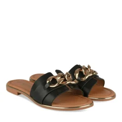 Mules NOIR Femme Motif Chaîne A Enfiler