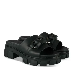 Mules NOIR Femme Motif Chaîne A Enfiler