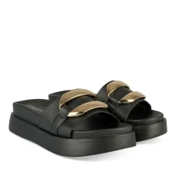 Mules NOIR Femme Motif Chaîne A Enfiler