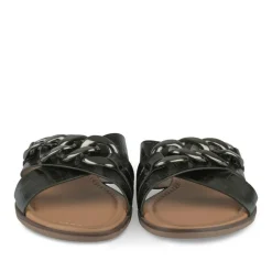 Mules NOIR Femme Motif Chaîne A Enfiler