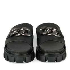 Mules NOIR Femme Motif Chaîne A Enfiler