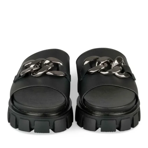 Mules NOIR Femme Motif Chaîne A Enfiler