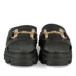 Mules NOIR Femme Motif Chaîne A Enfiler
