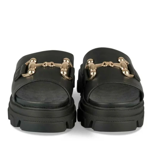 Mules NOIR Femme Motif Chaîne A Enfiler