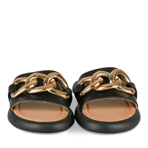 Mules NOIR Femme Motif Chaîne A Enfiler