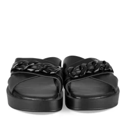 Mules NOIR Femme Motif Chaîne A Enfiler
