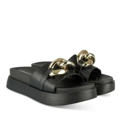 Mules NOIR Femme Motif Chaîne A Enfiler