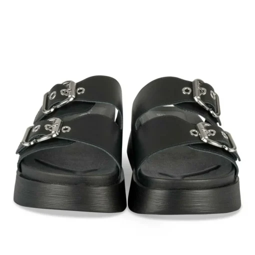 Mules NOIR Femme Motif Chaîne A Enfiler