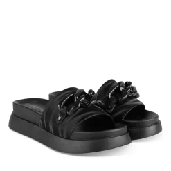 Mules NOIR Femme Motif Chaîne A Enfiler