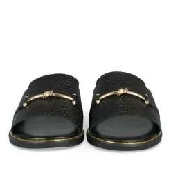 Mules NOIR Femme Motif Chaîne A Enfiler