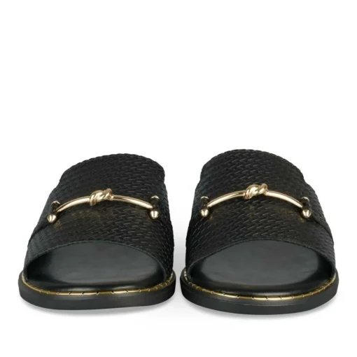 Mules NOIR Femme Motif Chaîne A Enfiler