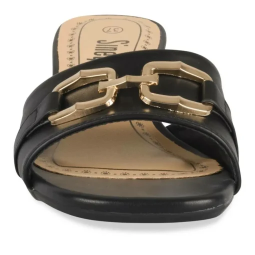 Mules NOIR Femme Motif Chaîne A Enfiler
