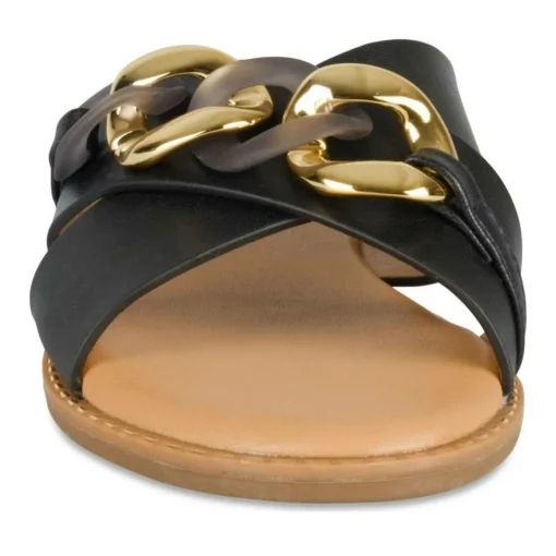 Mules NOIR Femme Motif Chaîne A Enfiler