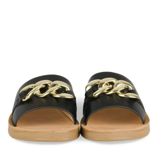 Mules NOIR Femme Motif Chaîne A Enfiler
