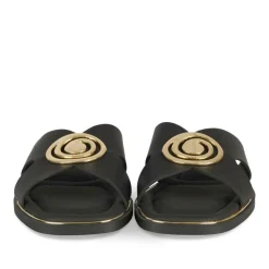 Mules NOIR Femme Motif Chaîne A Enfiler