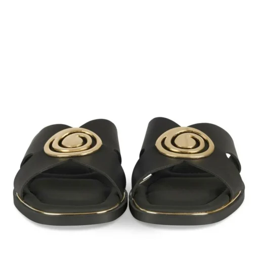 Mules NOIR Femme Motif Chaîne A Enfiler