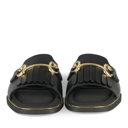 Mules NOIR Femme Motif Chaîne A Enfiler