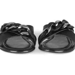 Mules NOIR Femme Motif Chaîne A Enfiler