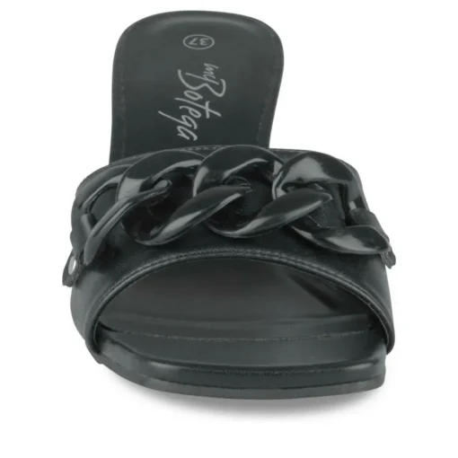Mules NOIR Femme Motif Chaîne A Enfiler
