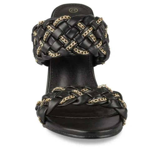 Mules NOIR Femme Motif Chaîne A Enfiler