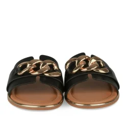 Mules NOIR Femme Motif Chaîne A Enfiler