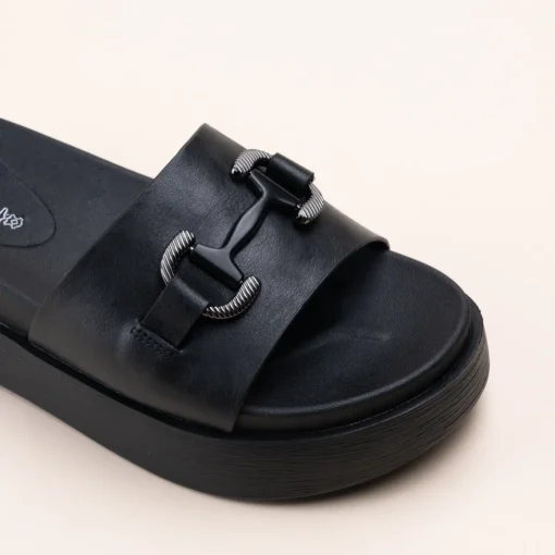 Mules NOIR Femme Motif Chaîne A Enfiler