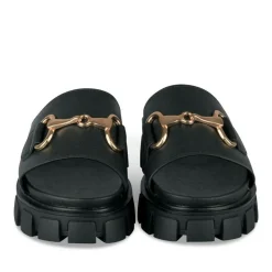 Mules NOIR Femme Motif Chaîne A Enfiler