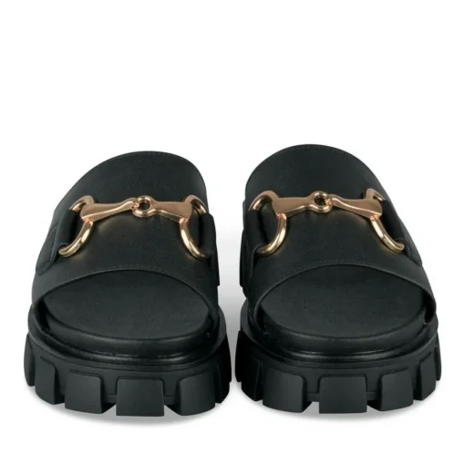 Mules NOIR Femme Motif Chaîne A Enfiler