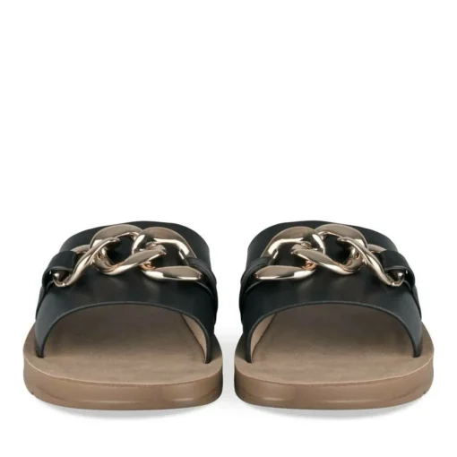 Mules NOIR Femme Motif Chaîne A Enfiler