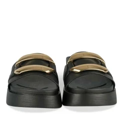 Mules NOIR Femme Motif Chaîne A Enfiler