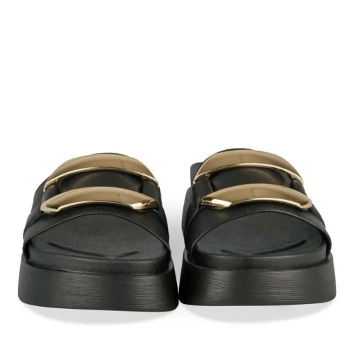 Mules NOIR Femme Motif Chaîne A Enfiler