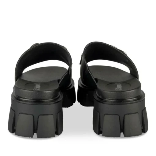 Mules NOIR Femme Motif Chaîne A Enfiler