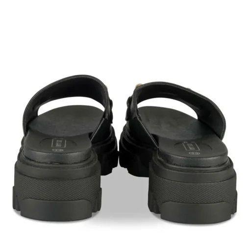 Mules NOIR Femme Motif Chaîne A Enfiler