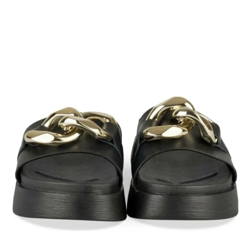 Mules NOIR Femme Motif Chaîne A Enfiler