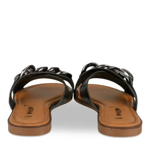 Mules NOIR Femme Motif Chaîne A Enfiler