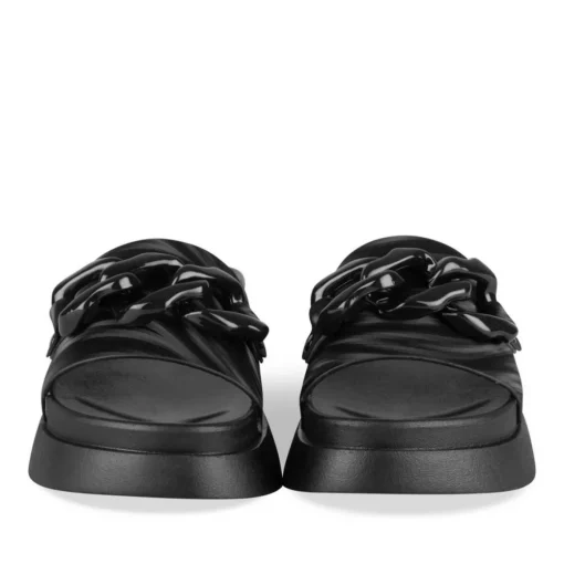 Mules NOIR Femme Motif Chaîne A Enfiler