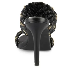 Mules NOIR Femme Motif Chaîne A Enfiler
