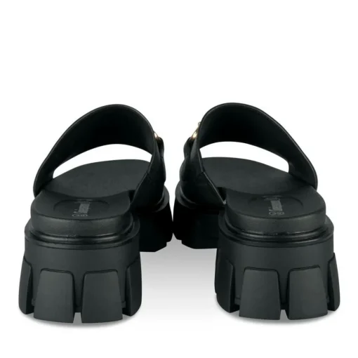 Mules NOIR Femme Motif Chaîne A Enfiler